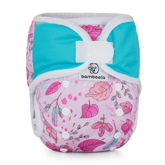 Bamboolik DUO | Svrchní kalhotky Barva: Lístečky + Modrá, Zapínání: Na suchý zip
