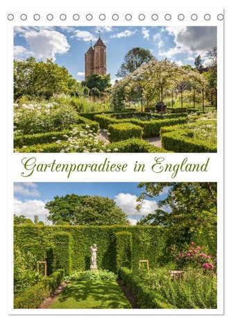 Gartenparadiese in England (Tischkalender 2024 DIN A5 hoch), CALVENDO Monatskalender