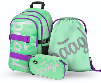 BAAGL SET 3 Skate Mint: batoh, penál, sáček