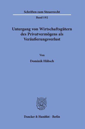 Untergang von Wirtschaftsgütern des Privatvermögens als Veräußerungsverlust.