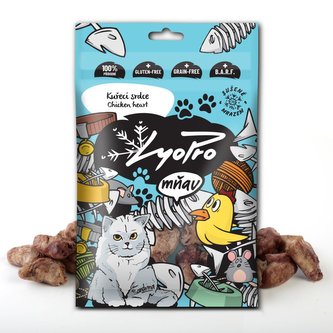 LyoPro mňau Kuřecí srdíčka sušené mrazem 50g