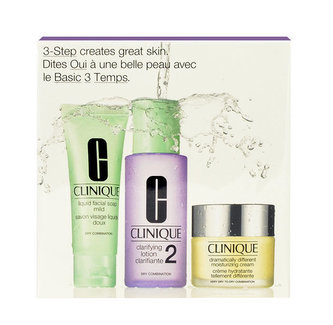 Clinique 3-Step Skin Care 2 čisticí voda Clarifying Lotion 2 100 ml + pleťový krém Dramatically Different 30 ml + tekuté čisticí mýdlo Liquid Facial Soap Mild 50 ml