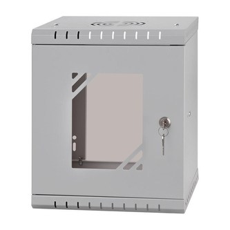 LEXI-Net 10" nástěnný rozvaděč Basic 6U, šířka 292mm, hloubka 300mm, skleněné dveře, bez zad, svařovaný, šedý