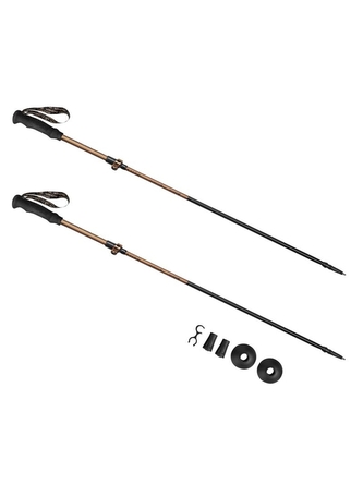 Spokey - QUICK Trekingové hole s napínacím lankem, 4-dílné - hnědé