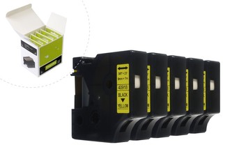 Ribbon JetWorld Replacement Dymo D1 Black on Yellow 9mm x 7m (5pcs) LM100 , LM120, LM150, LM160, LM200, LM210, LM210D, LM220, LM260, LM260P, LM260D, LM280, LM300, LM350, LM360D, LM420P, LM500TS (40918) (S0720730)