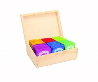 Hampstead Tea luxusní přírodní dřevěná kazeta mix sáčkových čajů 117ks - 9 druhů