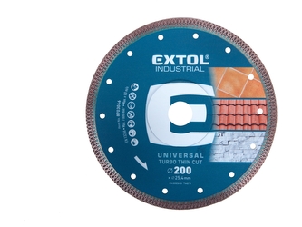 EXTOL INDUSTRIAL kotouč diamantový řezný, turbo Thin Cut, suché i mokré řezání, O 200x25,4x2mm