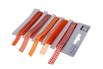 Oranžový set textilních stuh 1,1cm x 2m 5ks