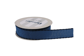 Textilní stuha s našitým krajem 233 3cm x 15m - 08 modrá/modrá