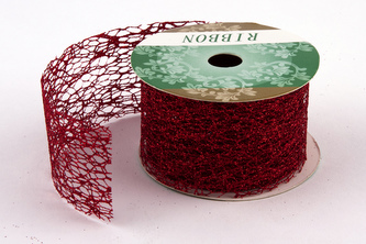 Stuha fibre třpyt 4cm x 4,6m 5 ČERVENÁ