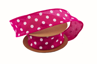 Jutová stuha s puntíkem 4cm x 6,4m 27 TM. RŮŽOVÁ