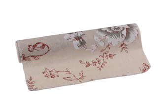 Látkový běhoun s ibiškem 28cm x 3m LN11614 - přírodní