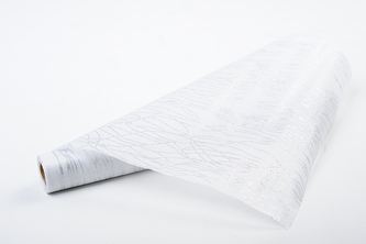 Vlizelín dekorativní a aranžerský s glitrem 37,5cm BÍLÝ