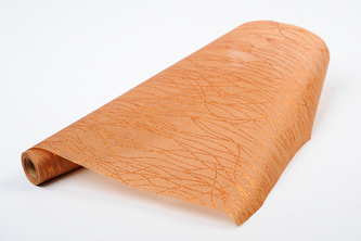 Vlizelín dekorativní a aranžerský s glitrem 37,5cm MĚDĚNÝ