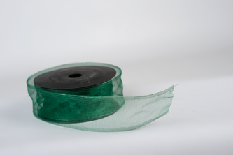 Stuha organza SNOW 4cm x 9,1m TM. ZELENÁ