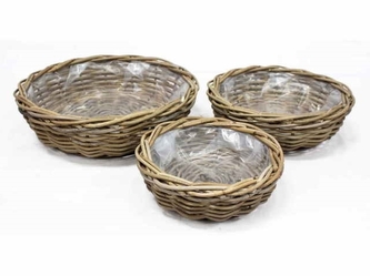 Proutěný košík Kubu šedý sada 3 ks