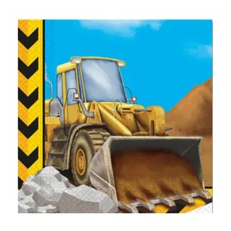 Papírové party ubrousky staveniště - bagr 20 ks