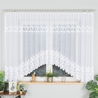 Dekorační krátká vzorovaná záclona na žabky HANNA 160 bílá 400x160 cm MyBestHome