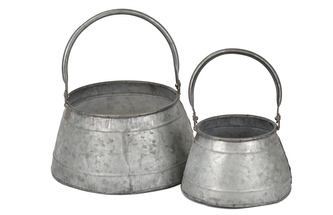 Obal na květiny Zen stříbrný sada 2 ks