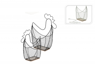 Drátěný koš Slepička sada 2 ks černý