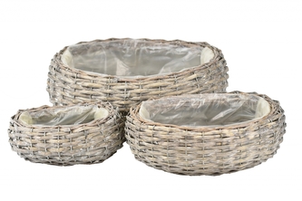 Proutěný košík Flavy šedý sada 3 ks