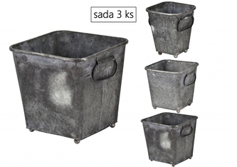 Obal na květiny Gery šedý sada 3 ks