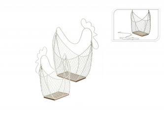 Drátěný koš Slepička sada 2 ks krém