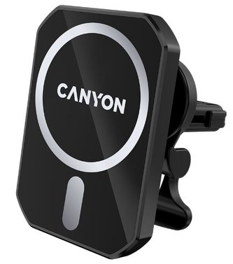 CANYON držák telefonu do ventilace auta MagSafe CM-15 pro iPhone12/13, magnetický, wireless nabíjení 15W, USB-C