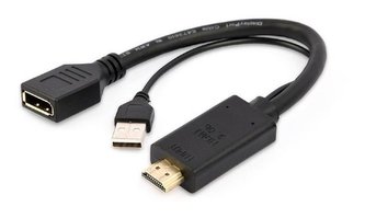 Gembird adaptér DisplayPort (M) na HDMI (F), 4K aktívny, kábel 0.1m, čierny