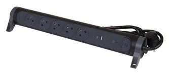 LEGRAND Revolution prodlužovací přívod s otočným tělem 5x2P+T, nabíječka USB A+C, přepěťová ochrana, podsvícené VYP/ZAP,
