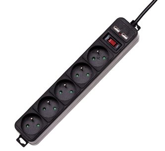 Akyga Přepěťová ochrana 250V/50Hz/1.5 m/černá prodlužovačka