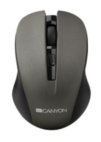CANYON myš optická bezdrátová CMSW1, nastavitelné rozlišení 800/1000/1200 dpi, 4 tl, USB nano reciever,  šedá