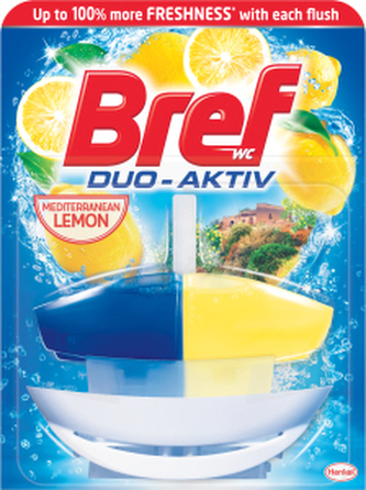 Bref Duo Aktiv Lemon, tekutý WC blok, citrón, 50 ml