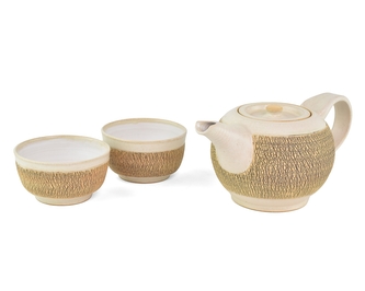 Keramická čajová souprava Thai Nguyen písková praskaná