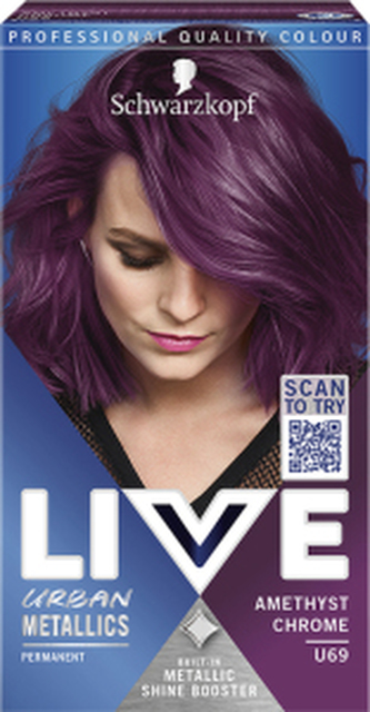 Schwarzkopf Live Urban Metallics barva na vlasy Fialový chrom U69, 60 ml