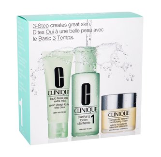 Clinique 3-Step Skin Care 1 Dramatically Different Moisturizing Cream 30 ml + Liquid Facial Soap Extra Mild 50 ml + Clarifying Lotion 1 100 ml