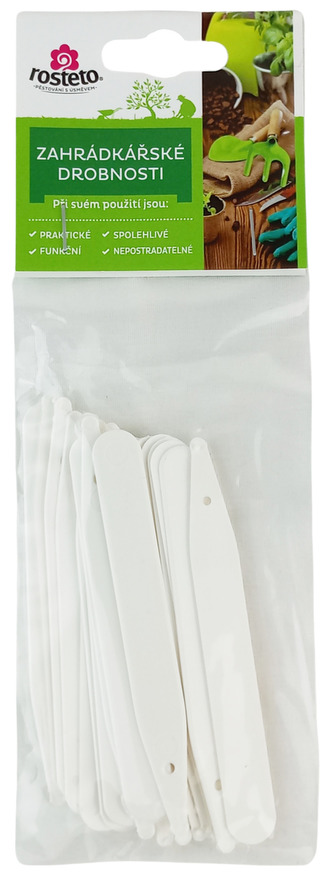 Jmenovka zapich Rosteto L 4 bílá 10x1,4 cm (sada 20ks) rovná