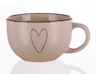 Hrnek keramika 730ml  JUMBO HEART béžová