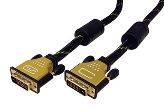 Kabel DVI-D(M) - DVI-D(M), dual link, s ferity, 2m, zlacené konektory