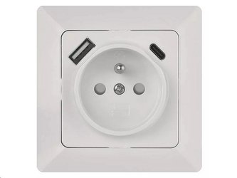 Zásuvka EMOS A6000.4 250V s USB A+USB C, bílá