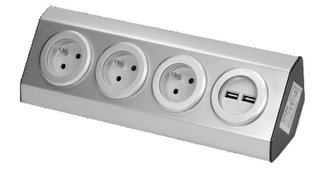 ORNO VIRONE FS-3 Povrchová rohová zásuvka 3x 230V, 2xUSB, nerez