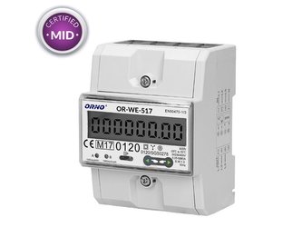 Elektroměr 3F na DIN lištu třífázový ORNO OR-WE-517 digitální, RS-485, MID