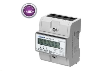 Elektroměr 3F na DIN lištu třífázový ORNO OR-WE-520 digitální, MID