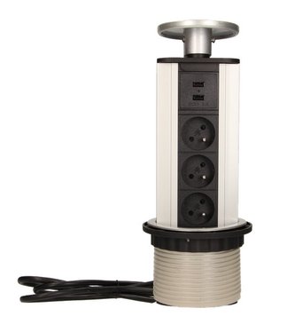 ORNO OR-AE-1353 Zásuvka výsuvný blok, kabel 1.8m, stříbrná