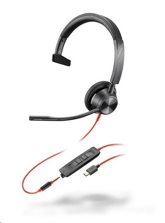 Poly náhlavní souprava Blackwire 3315, 3,5 mm jack + USB-C/A adaptér, mono