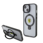 Ferrari Ring Stand MagSafe Zadní Kryt pro iPhone 15 Black
