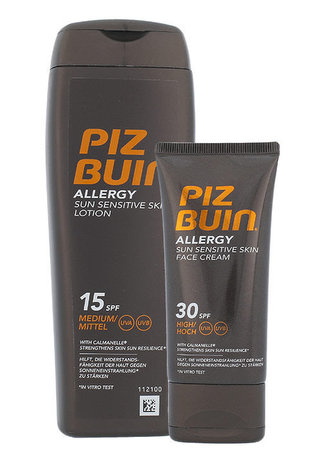 PIZ BUIN Allergy mléko na opalování Allergy Sun Sensitive Skin Lotion SPF15 200 ml + opalovací mléko na obličej Allergy Sun Sensitive Skin Face Cream SPF30 50 ml