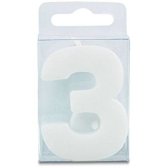 Svíčka ve tvaru číslice 3  - mini, bílá - Stadter