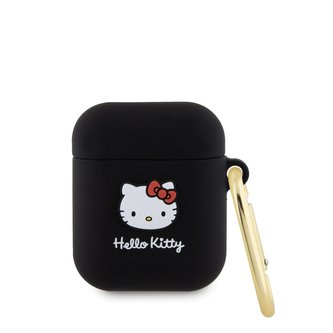 Hello Kitty Liquid Silicone 3D Kitty Head Logo Pouzdro pro AirPods 1/2 Black Hello Kitty Liquid Silicone 3D Kitty Head Logo Pouzdro pro AirPods 1/2 Black