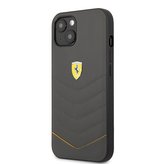 Ferrari Genuine Leather Quilted Zadní Kryt pro iPhone 13 Dark Grey